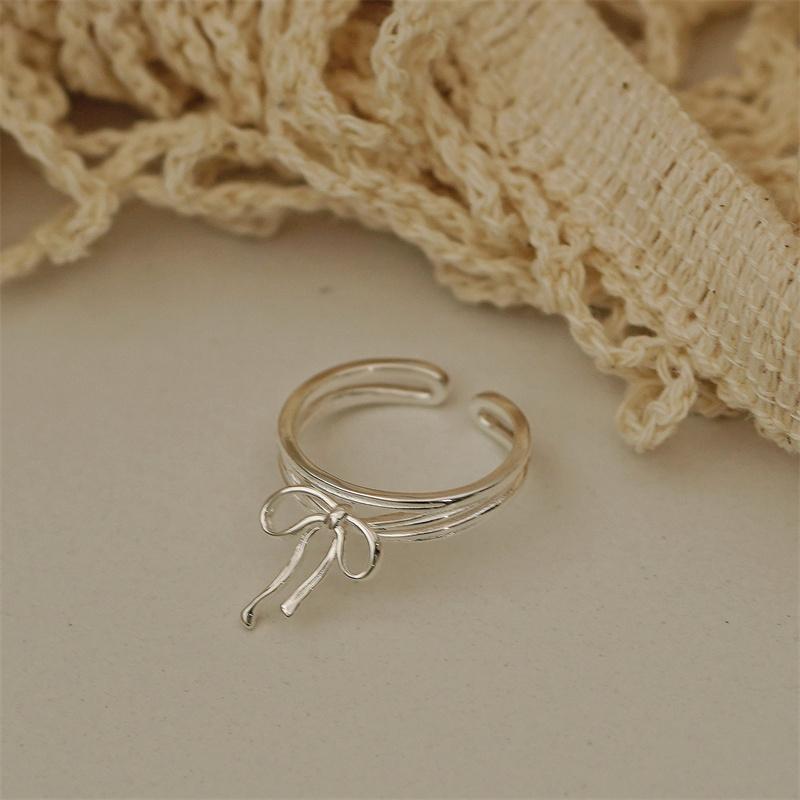 Кольца-ленты с бантом для женщин и девочек, геометрическое кольцо с бантом, регулируемое, ювелирные аксессуары