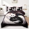 3pcs Black White Bedding Set Lovely Cat 3D Print Comfortable Duvet Cover King Queen Twin Single Size Bithday Gift Room Decor