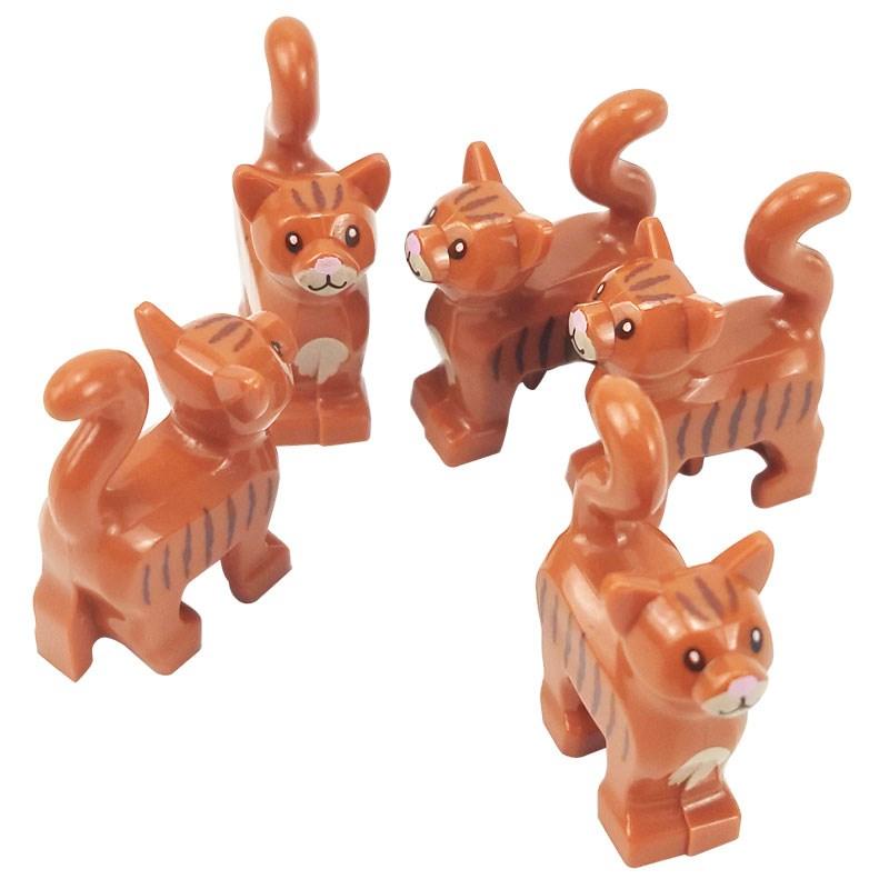 5PCS/Set Animals Cute Cat Pig Snake Figures DIY Building Blocks Toys for Children Gifts Toy Colorful Animal 38801 13786 1410pb01
