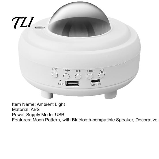 Desktop Ambient Light Moon Projection with Bluetooth-compatible Speaker, USB Aurora Projector Lamp, Lamp for Bedroom Ceiling Decoration