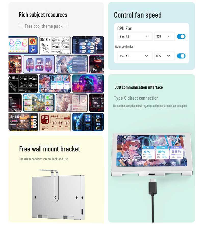 8-дюймовый RGB LCD USB-дополнительный экран со звукоснимателем, разрешение 1280x800