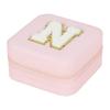 1PC Personalized Portable Jewelry Box for Women Girls Jewelry Case Small Jewelry Storage Pink Initial Letter