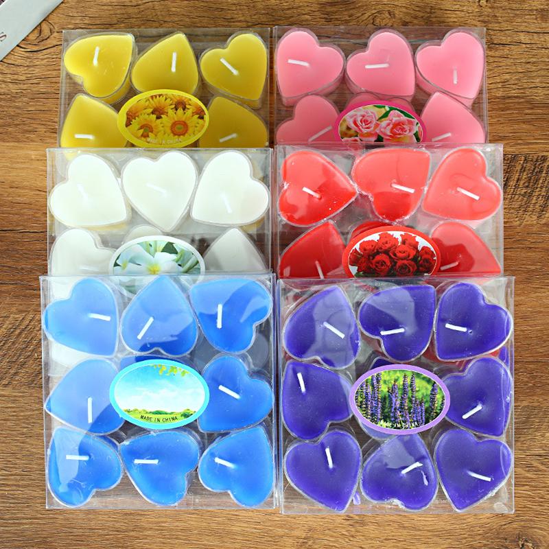 9Pcs/Box Box-Packed Romantic Love Candle Small Candle Confession Candlelight Heart-Shaped Aromatherapy Propose Valentine's Day