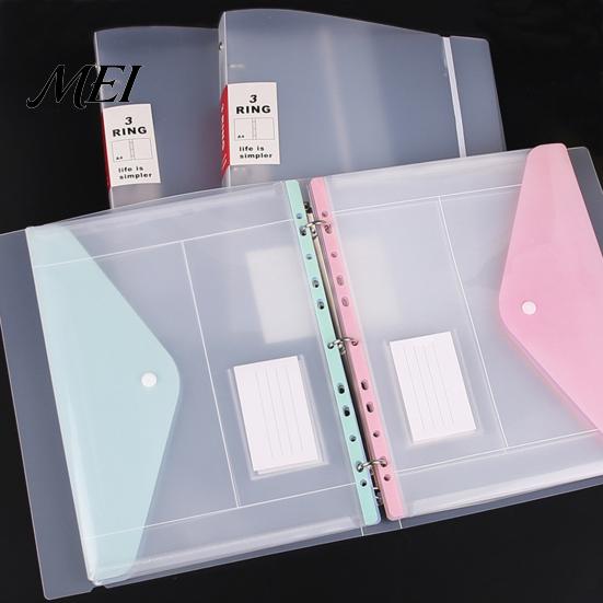 Student Exam Filing Organizer 11 Hole Expandable Binder Folders for 2/3/4 Ring Document Pouch, Plastic Envelopes Snap-on Pouch Pocket with Snap Button