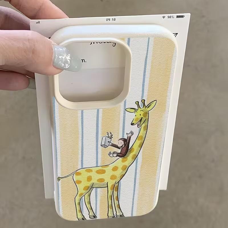 Giraffe Lichee leather pattern Phone Case For Samsung S26 S25 S24 S23 S22 S21 S20 S10 Plus FE Ultra 5G Shockproof Cover & Monkey
