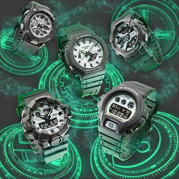 Casio Мужские часы G-SHOCK DW-6900HD-8JF [серия G-SHOCK HIDDEN GLOW] круглые серые цифровые из смолы