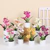 Plastic Bonsai Desktop Ornament White Flowerpot Multicolor Artificial Flower No-fading Butterfly Orchid Fake Butterfly Flower