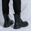 Черные ботильоны для мужчин со шнуровкой и молнией из искусственной кожи, защитные ботинки для мотоциклистов, серо-коричневые ботинки на платформе