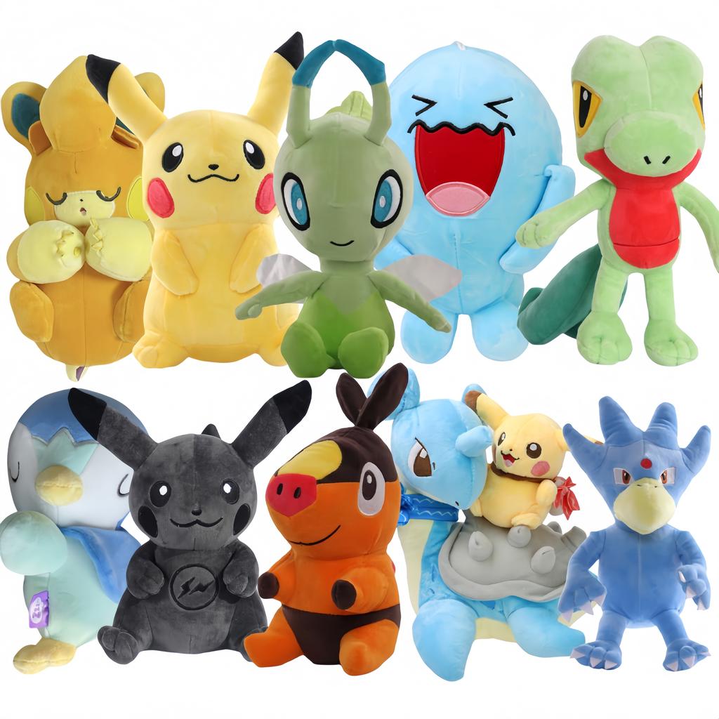 Plush Toy Gengar Wobbuffet Pikachu Charizard Lapras Pawmi Kawaii Plush Doll Soft Cute Cartoon Piplup Toy For Kids Gift