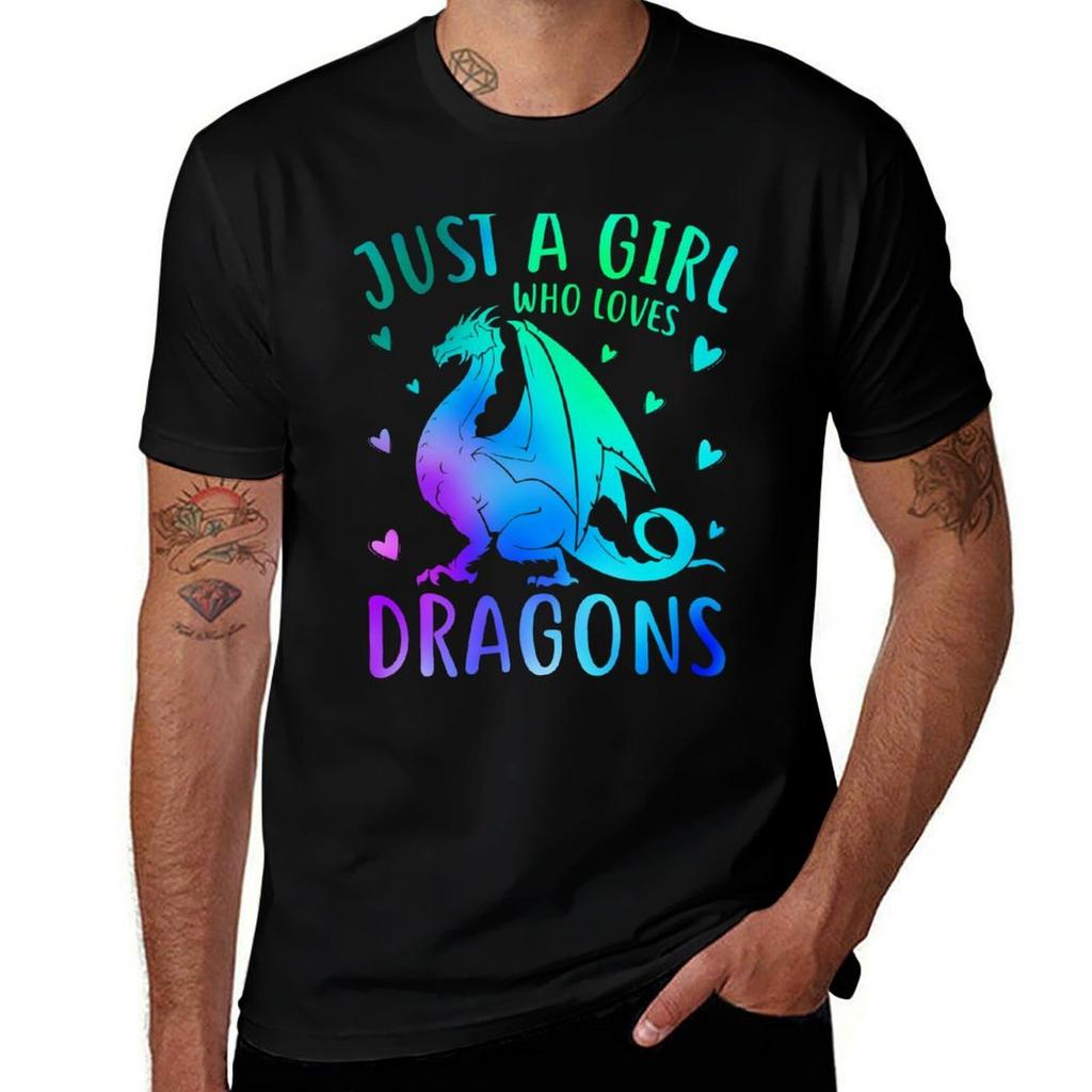 Cute Just A Girl Who Loves Dragons Women and Girls T-Shirt man t shirt luxury T-Shirt