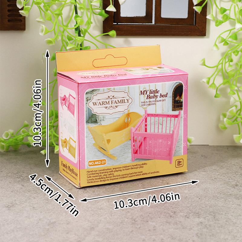 1Комплект 1:12 кукольных домиков Миниатюрная колыбель Детская кроватка Окружающая кровать Мебель Спальня Модель Декор Игрушка Кукольный дом Аксессуары