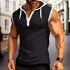 2024 Summer New Fashion Checkered Short Sleeved Hooded T-shirt for Men Sleeveless T-shirt for Men Top for Men
