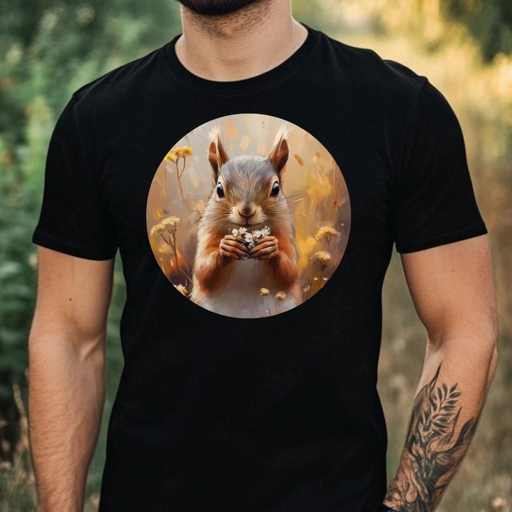 T-Shirt Herren Eichhörnchen Portrait Motiv Baumwolle Größe XS bis 5XL