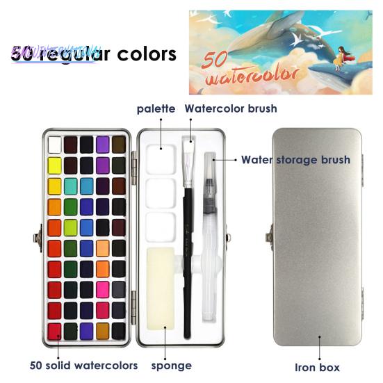1 комплект, набор однотонных акварельных красок, однотонная концентрация, 50/72/90 цветов, DIY портативный художник, рисующий жизнь, набор твердых пигментов, школьные принадлежности