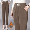 Эластичные теплые брюки с высокой талией для женщин, свободные повседневные прямые брюки с карманами и буквами