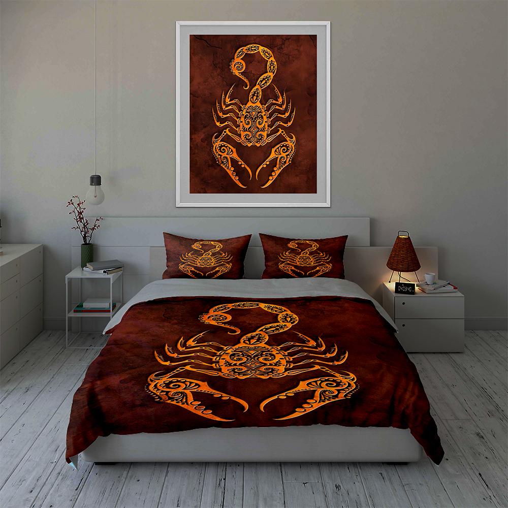 Ornate scorpion motif Bedding Duvet cover sets Duvet covers Pillowcases gifts (1 * Duvet Cover 2 * Pillowcases, without duvet insert)