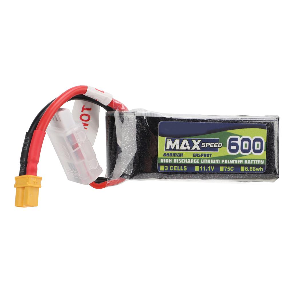 11.1V 600mAh 3S 75C Lipo Battery Pack with XT30 Plug RC Battery for RC Airplane Drones