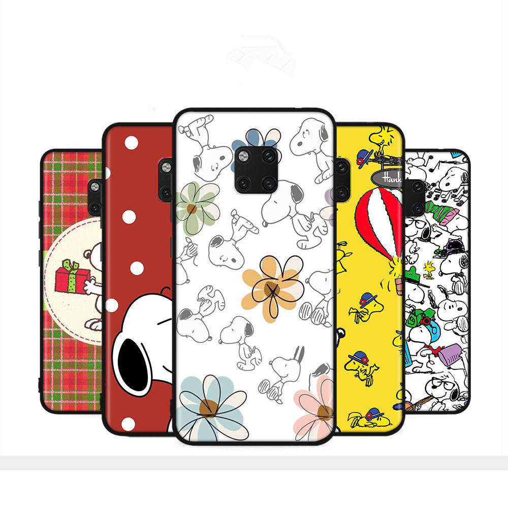 SM11 Lovely Snoopy Black Sofe Case for Samsung Note 20 Lite S24 Ultra S23 A03 A05 A06 A11 A71 A15 A16 A13 A24 A25 A33 A52 A53 A50 M55 M35 Plus