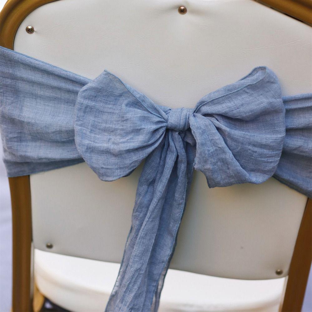 2Pcs Rustic Chair Sashes Cheesecloth Overlock Tulle Chair Ties Non-slip Wear-resistant Chair Decorative Bows Party Decoration