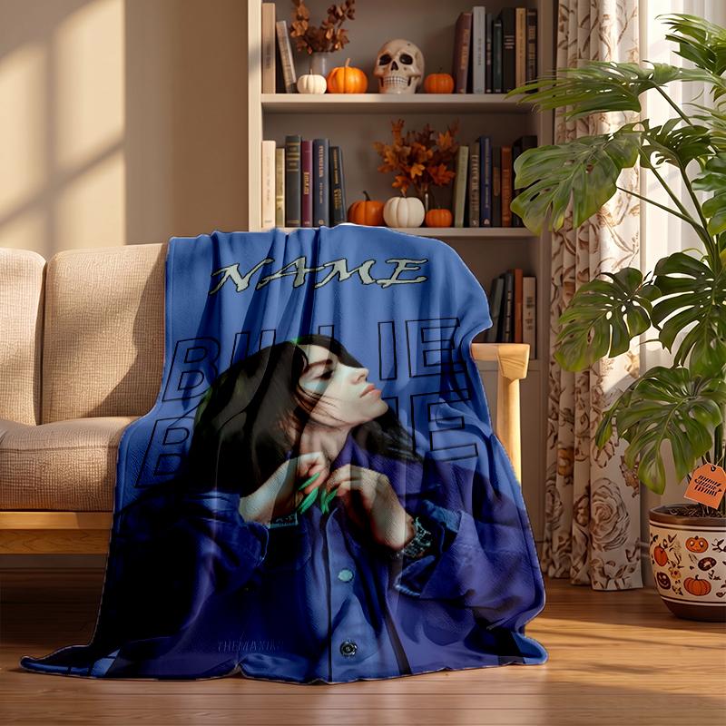 Billie eilish Custom Flannel Blankets Soft Warm Cozy Throws for Home Decor Holiday Gifts
