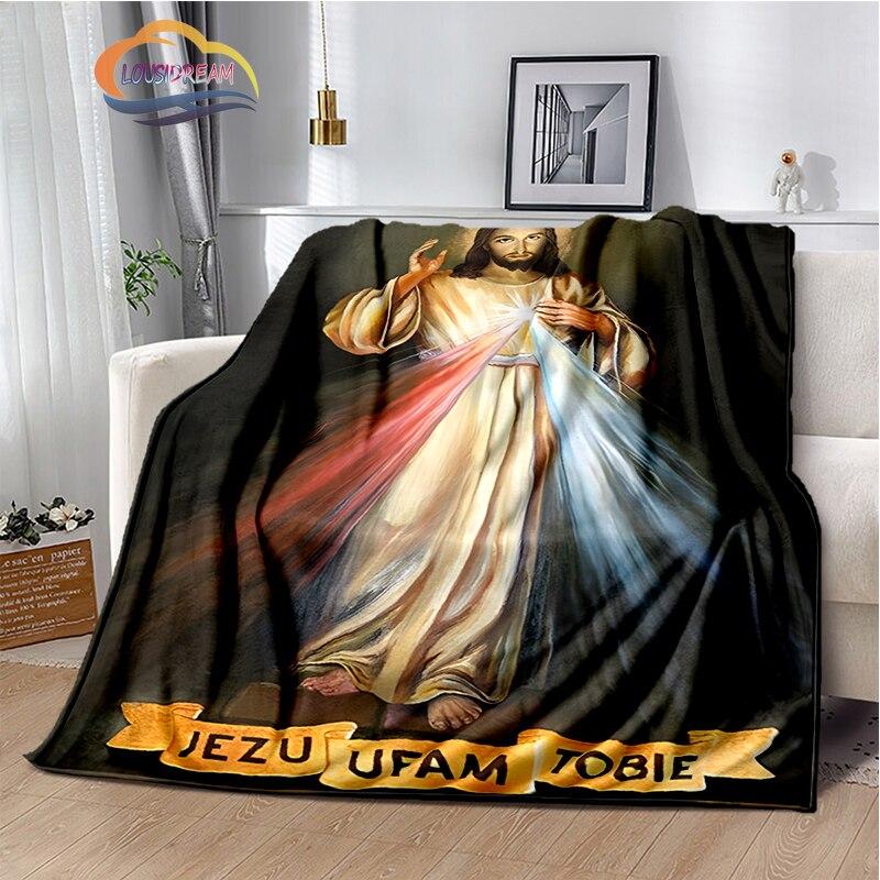 Религиозное кашемировое одеяло с изображением Иисуса, 3D-принт, покрывало с изображением Христа, фланелевое одеяло, серия Девы Марии-Иисуса, удобное домашнее одеяло