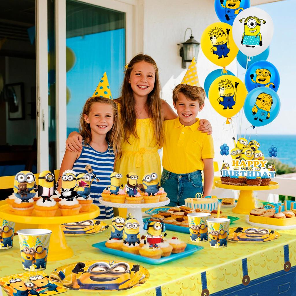 Cartoon Party Supplies, Cartoon Party Decorations & Tableware Set-Cartoon Party Plates Napkins Cups and Cartoon Birthday Banners Balloons Cake Toppers