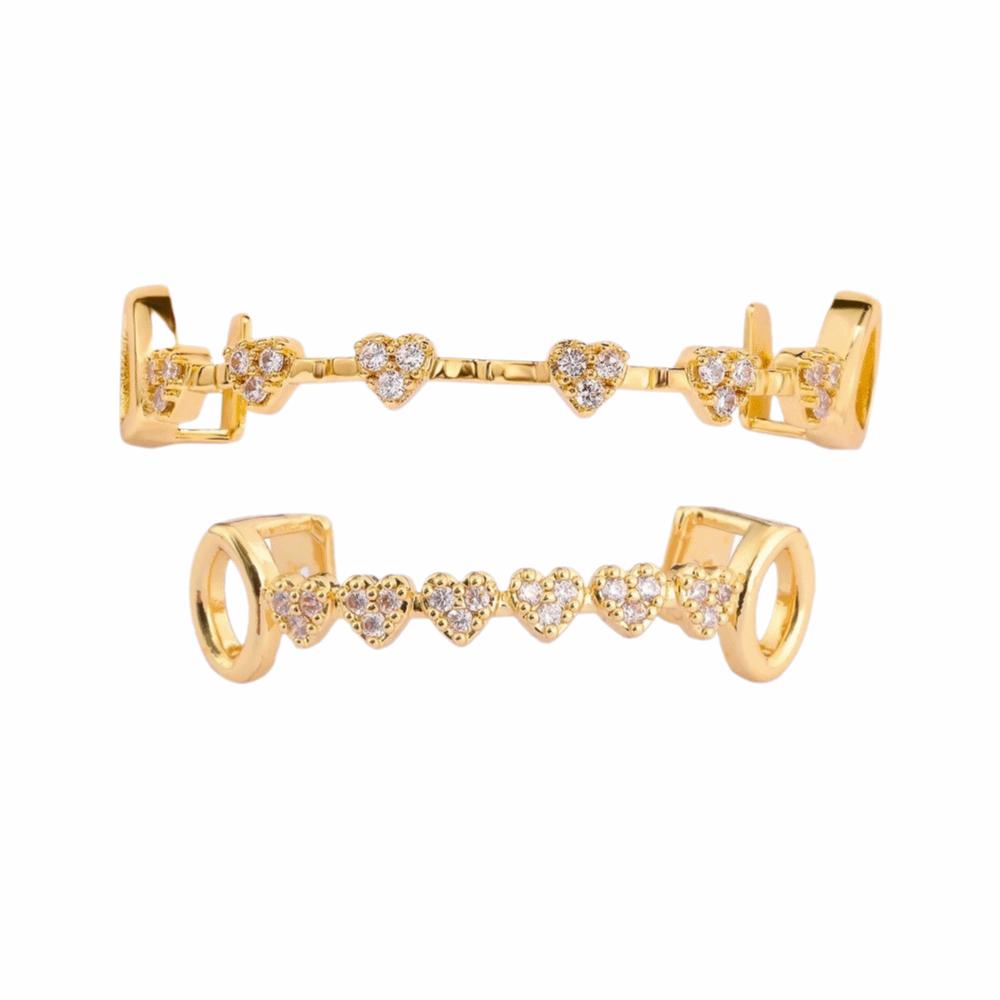 rhinestone Charm Teeth Grillz Double Glossy Love Drill Braces Men Women Jewelry Tooth Socket
