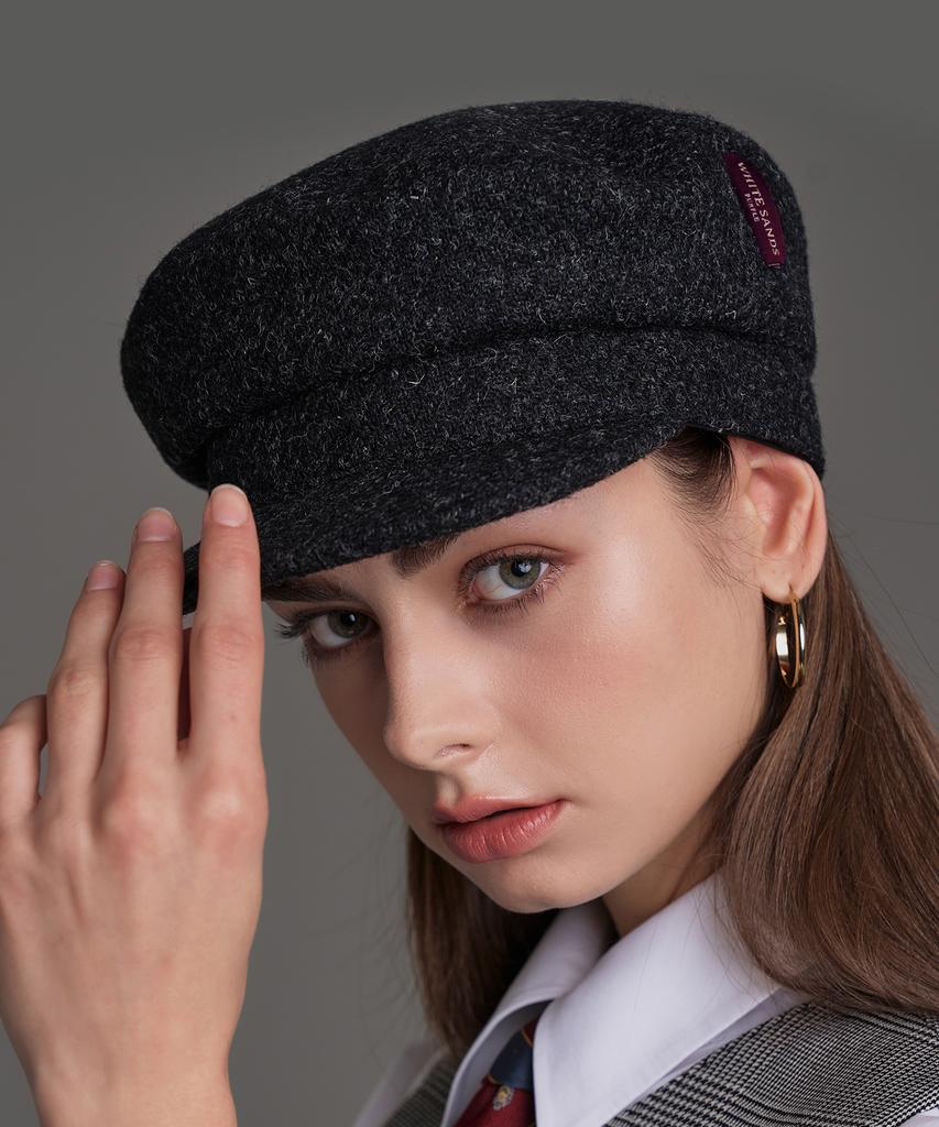 Hwaiteusaenjeu Фирменная кепка-восьмиклинка из твида Harris 'Huckleberry Charcoal'