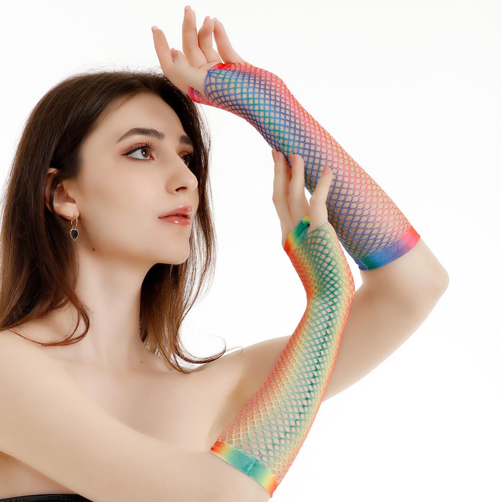 80s Scene Accessories Lone Fishnet Gloves Fingerless For Women Fish Net Arm Sleeve Mesh Emo Goth Punk