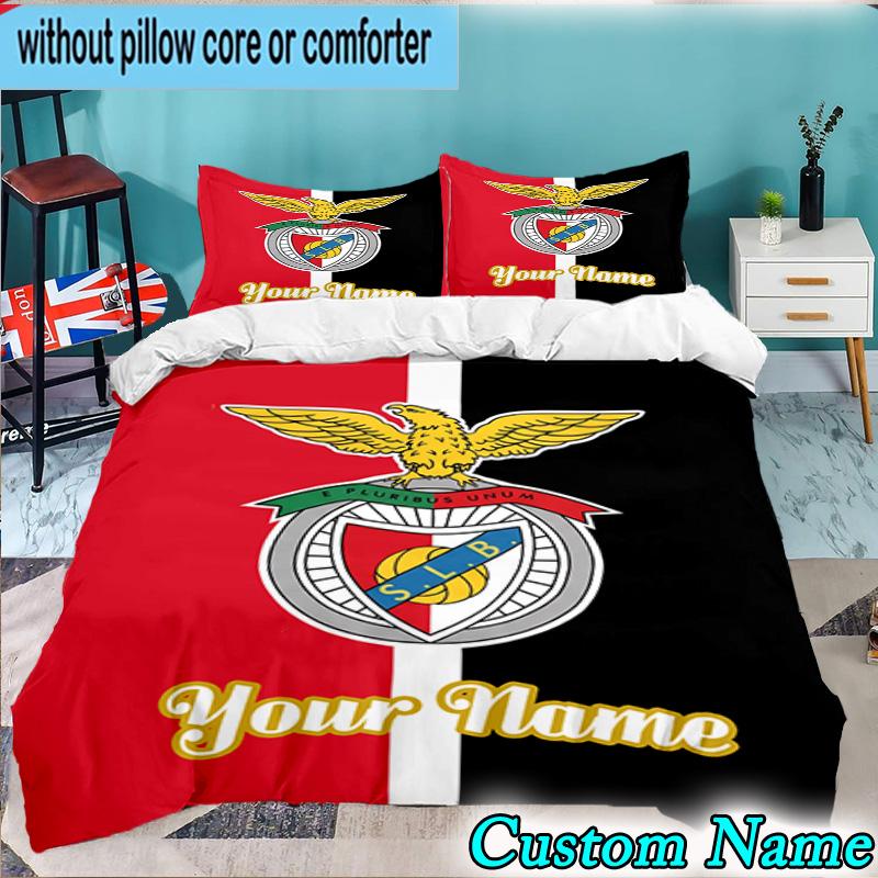 Custom Name Benfica Football Club Crest 3PCS Bedding Set For Bedroom Dormitory,Including 1pc Duvet Cover And 2pcs Pillowcases Large size Fan gift