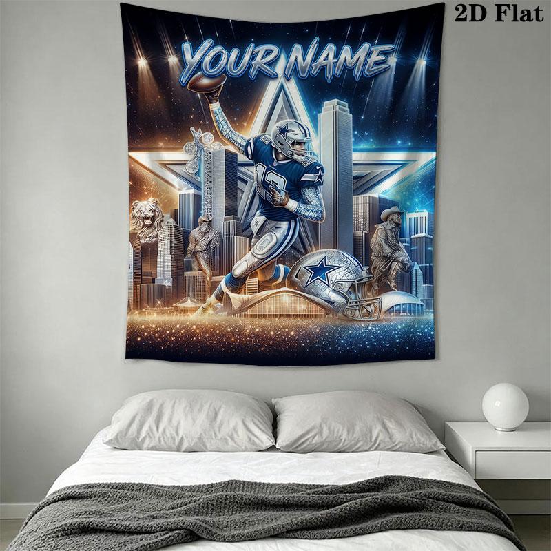 Custom Dallas Cowboys Wall Hanging Printed Fabric Blanket Decorative Tapestries for Bedroom Living Room Home Decor