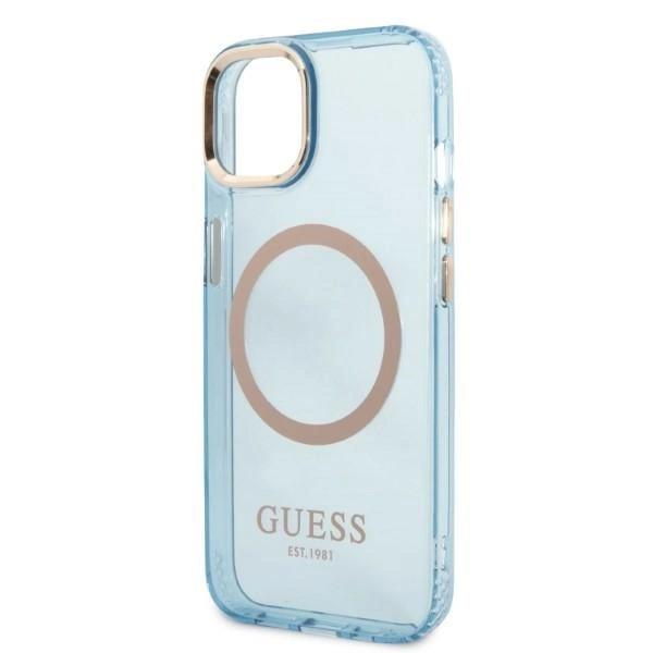 Guess Guhmp13Mhtcmb Iphone 13 6.1 Синий/Синий Жесткий Чехол Золотой Контур Прозрачный Magsafe