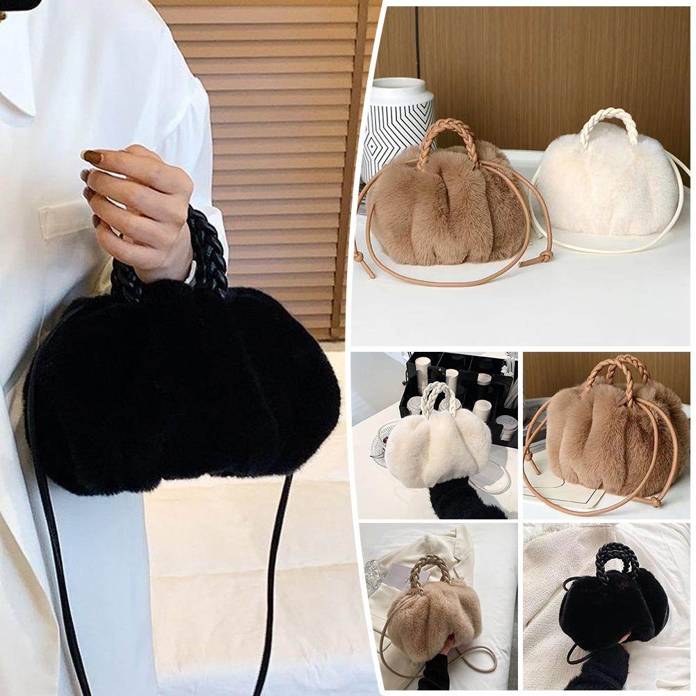 Корейский стиль INS Plush Cloud Bag Осенняя зимняя сумка Kawaii Solid Furry Women Cotton Color Sh L7X2