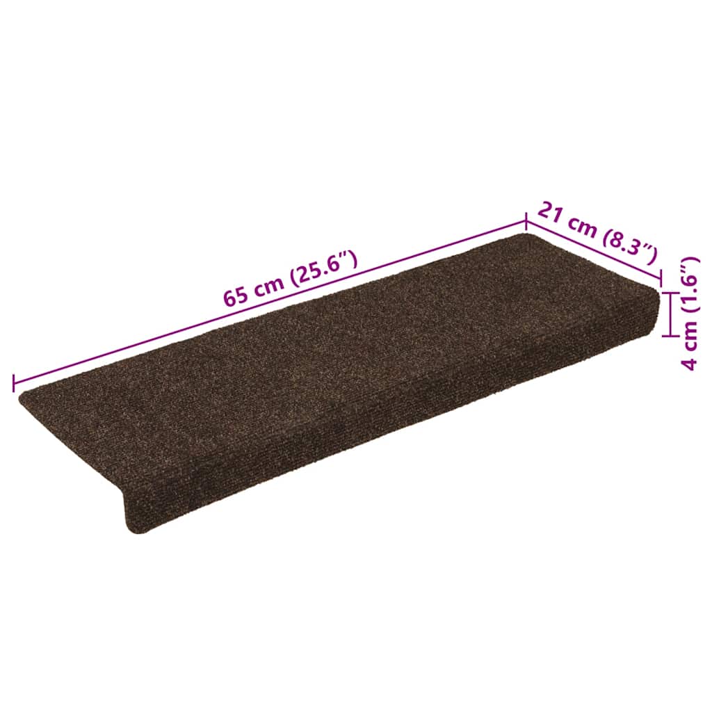 Self Adhesive Stair Treads 15 pcs 65 x 21 x 4 cm Brown Rectangular Edge