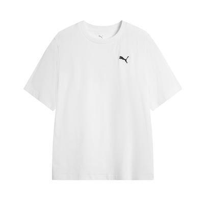 Puma Базовая футболка с логотипом, круглым вырезом, спортивная, повседневная, с коротким рукавом, унисекс, белая 632920-02