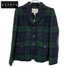 100213867 Зеленый x Синий Шерстяная Смесь Букле Черная Клетка Однобортный Пиджак на 3 Пуговицах Пиджак 2 Зеленый x синийБ/у