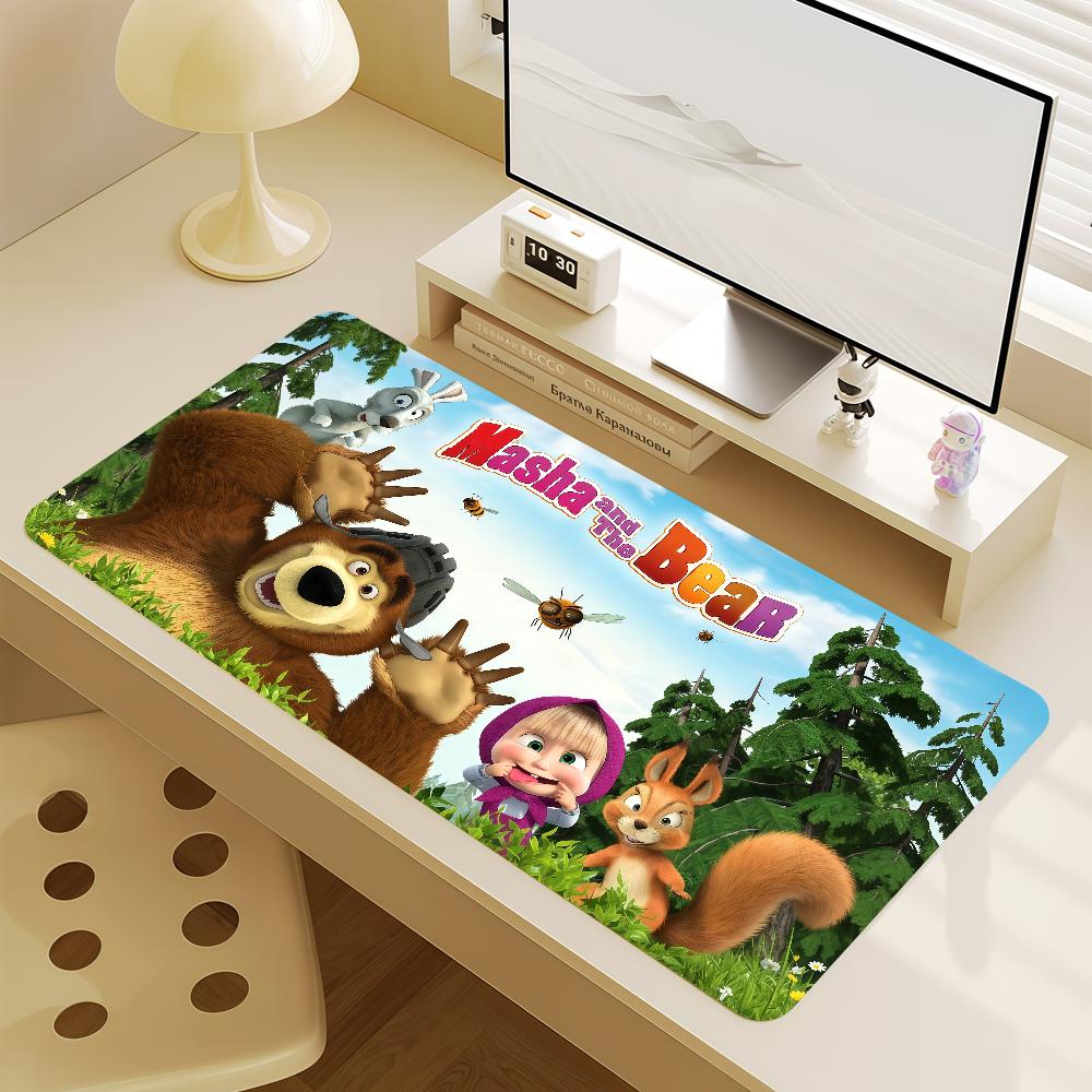 Mouse Pad MousePad Non-slip M-Masha Cartoon Funny Lockedge Office Student and Gaming Bear Thickened Large Writing Pad Cushion