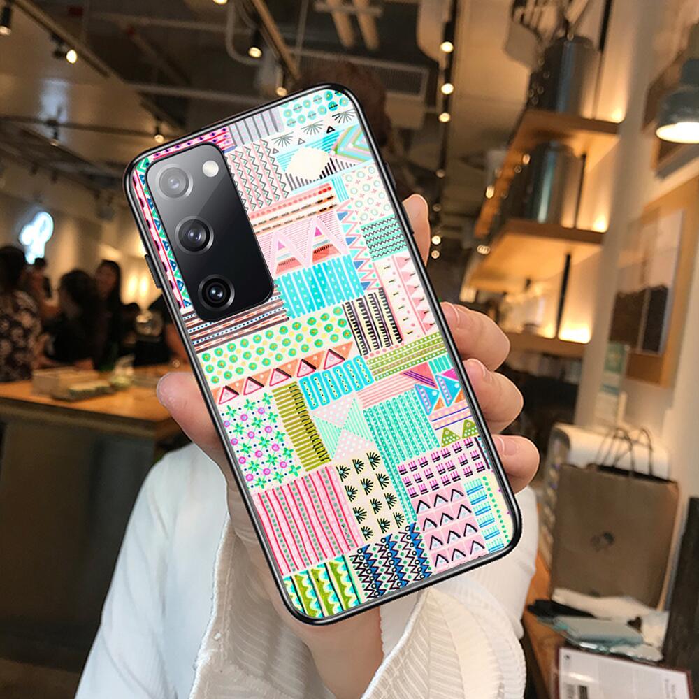 Art Flowers Banana Leaf Tempered Glass Shell Phone Case For SamSung Galaxy S8 S9 S10E S20 S21 S5 S30 Plus S20 Fe 5G Lite Ult