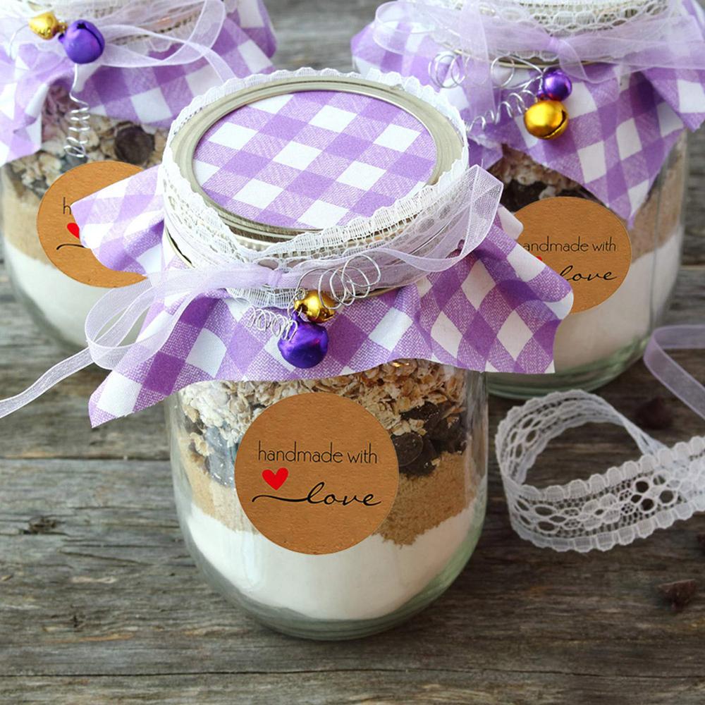 500 шт. 1,0-дюймовые круглые самодельные этикетки ручной работы с любовью, свадебные наклейки, самоклеящиеся наклейки, круглые этикетки из крафт-бумаги MIT