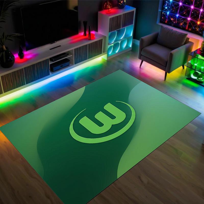 VfL Wolfsburg FC Design Crystal Velvet Carpet Cozy Non?Slip Printed Rug For Bedroom Living Room Entrance