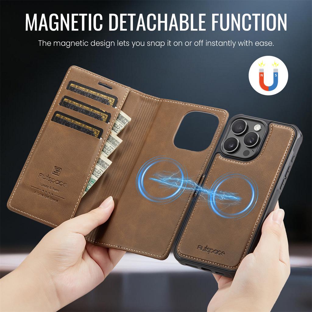 2-in-1 Magnetic Detachable Wallet Case for iPhone 13/13 Pro/13 Pro Max - PU Leather, Card Slots, MagSafe Charging, 360° Protection & Kickstand