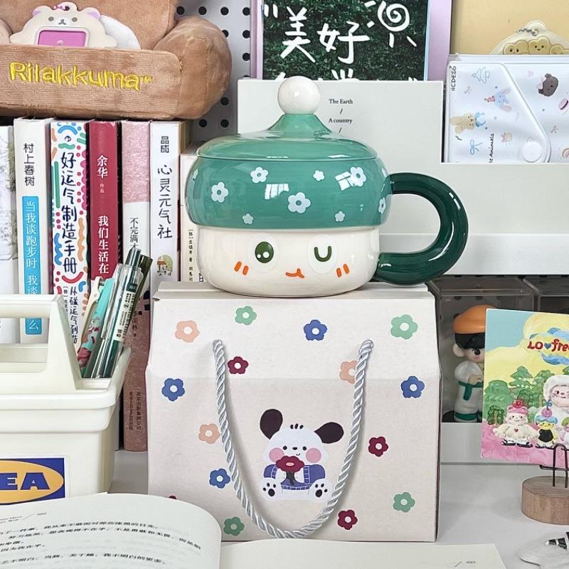 Cute Hat Ceramic Mug with Lid for Girls' Birthday Gifts Gift Box Set