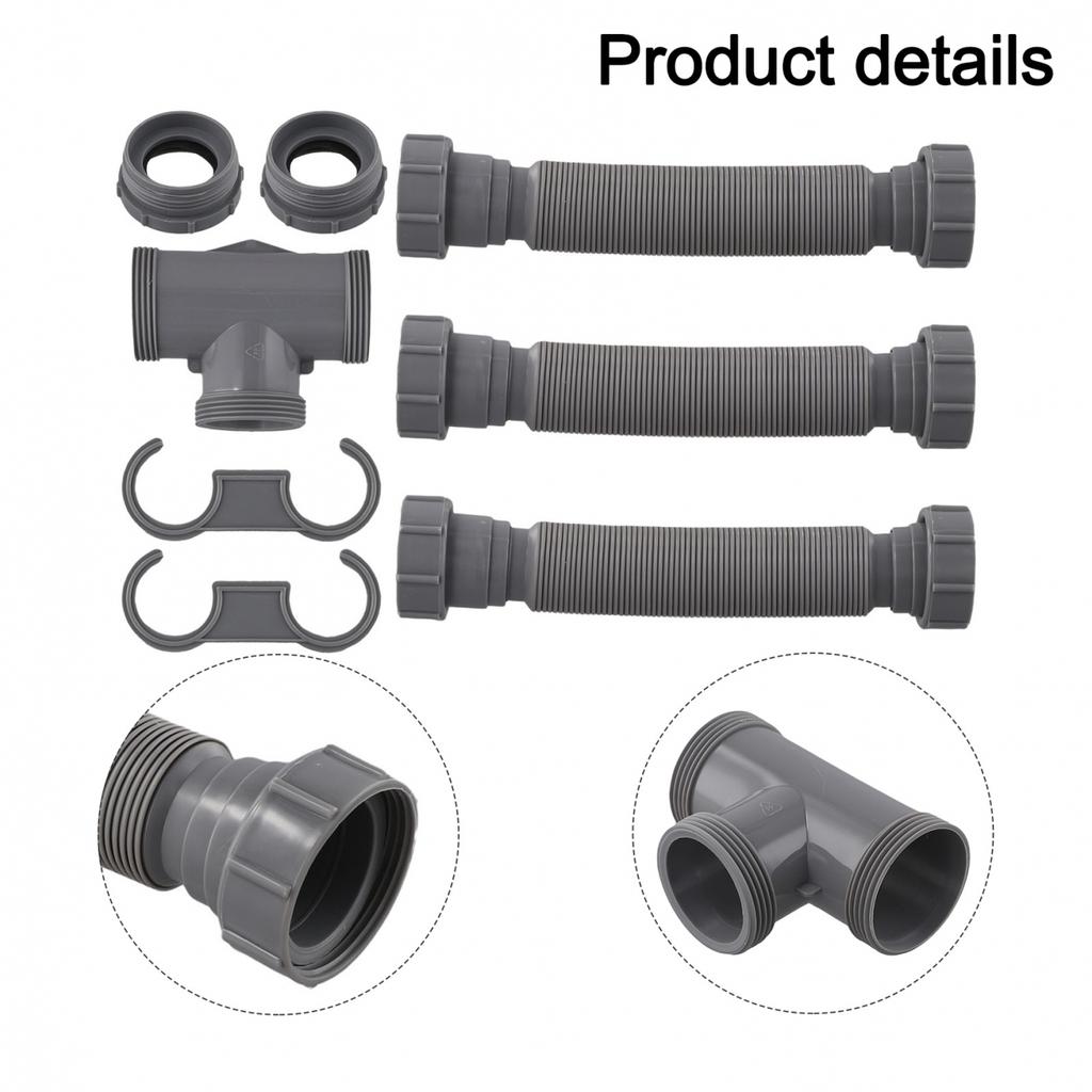 Flexible Double Sink Drain Kit 112 and 114 Inch P Trap Pipes for Sink Drainage