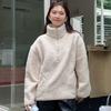 2024 Осень Зима Плюс Размер Женские Однотонные Пуловеры Винтажная Толстая Верхняя Одежда Повседневные Длинные Рукава Свободные Топы