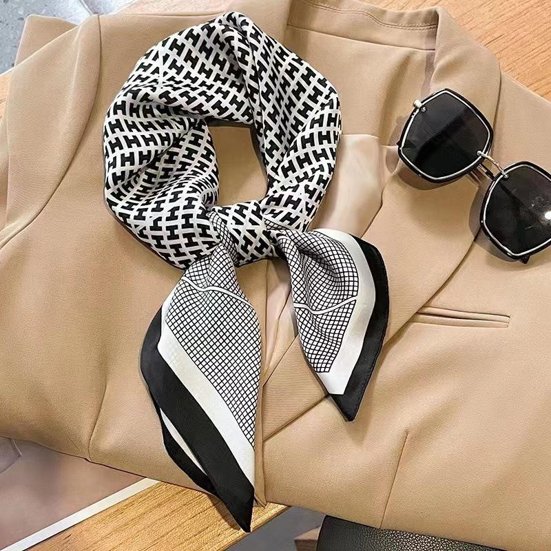 Luxury Silk Shawl Square Scarf for Women Satin Fashion Wraps Neckerchief Female Hair Bands Ribbon Headband Bandana Woman Hijab