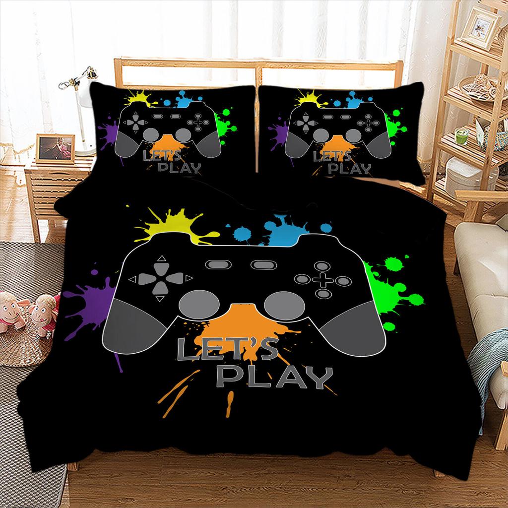 Gamer Gaming Gamepad Quilt Duvet Doona Cover Set Single Double Queen King Size
