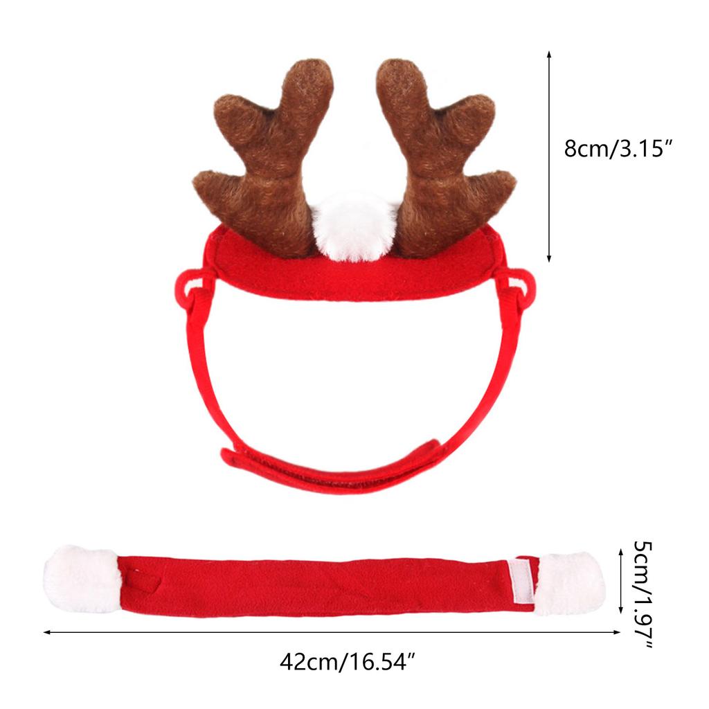 Funny Antler Headband Pet Headwear Photo Props with Scarf for Cats and Dogs for Holiday Photoshoots and Parties