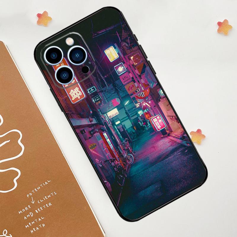 Чехол с эстетикой ночного города Японии для iPhone 15 16 14 13 12 11 Pro Max Plus X XR XS 12 13 Mini, чехол, аксессуары