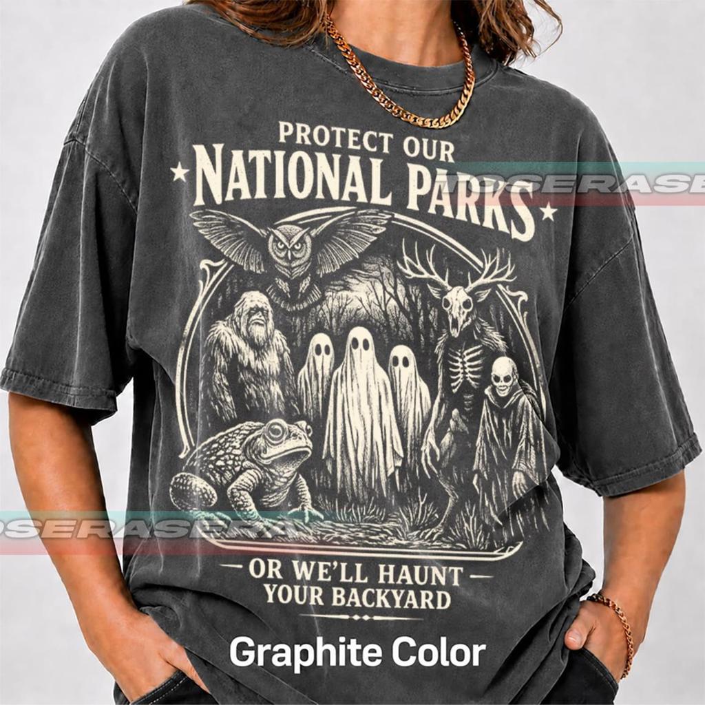 Protect Our National Parks T-Shirt | Haunted Wildlife Forest Illustration