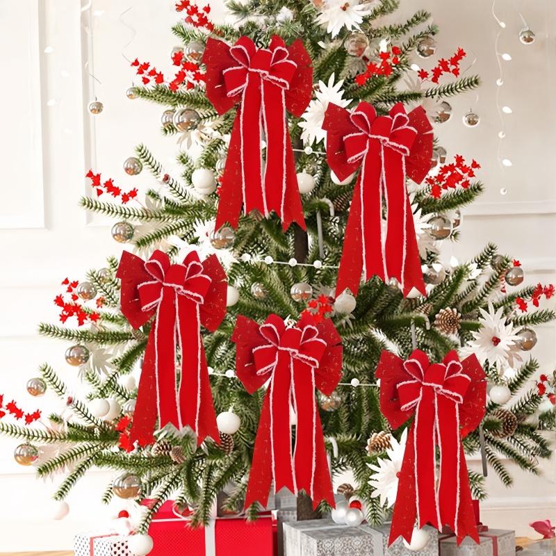 1 шт. красного рождественского венка, бант, уличное украшение, бархатные пайетки, бант с оленем, для уличного использования во время рождественских праздников